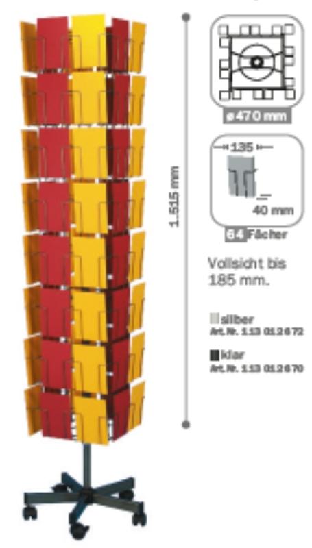 KK 64 Glückwunschkarten-Bodenständer,135 mm, 64 Fächer, 40 mm Fachtiefe, dunkelbronze